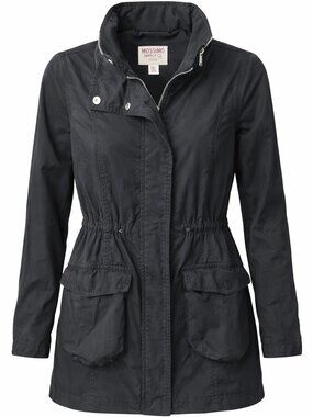 Mossimo Supply Co Black Utility Jacket XL Hidden Hood Lightweight Anorak